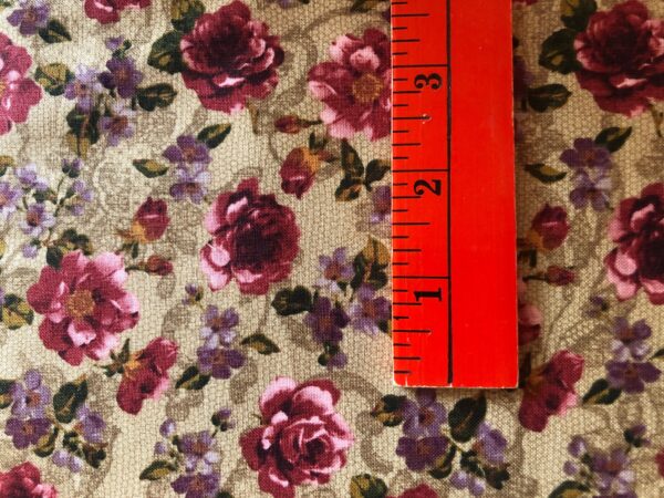 floral print fabric ruler for scale reference